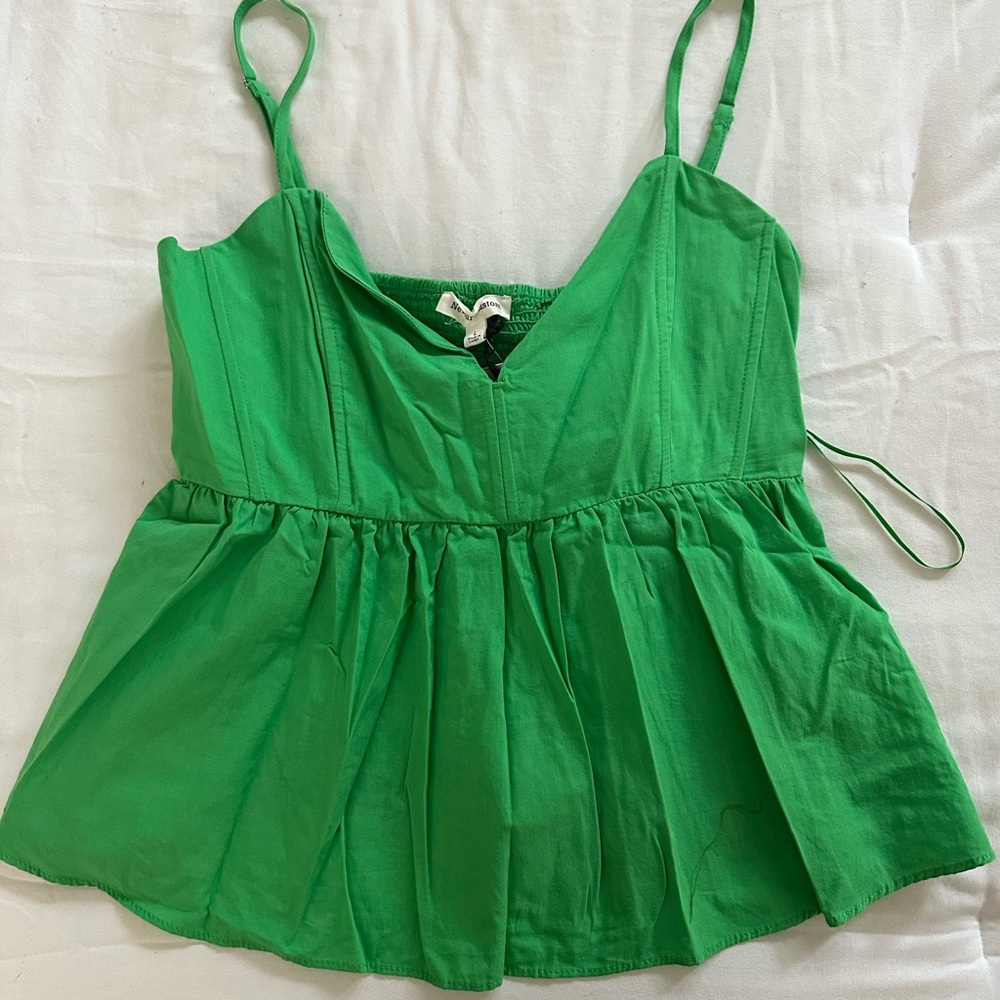 Green Sleeveless Peplum Top